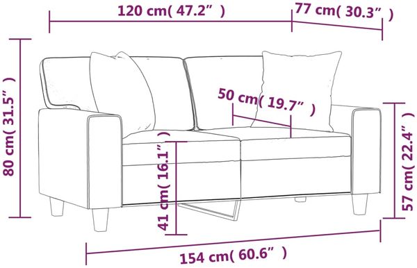 vidaXL 2-Sitzer-Sofa mit Zierkissen Creme 120 cm Kunstleder 3200862 Bild 8