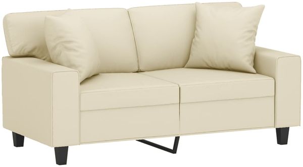 vidaXL 2-Sitzer-Sofa mit Zierkissen Creme 120 cm Kunstleder 3200862 Bild 3