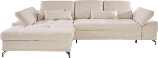 Places of Style Ecksofa Costello L-Form, mit Sitztiefenverstellung, Armteilverstellung und, 3 Nierenkissen, optional Bettfunktion und Bettkasten