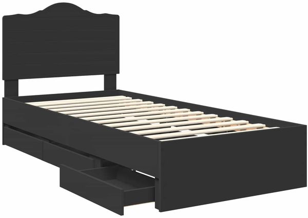 vidaXL Bettrahmen mit Schubladen Schwarz 90 x 200 cm Ingenieurs Holz 3413451 Bild 5