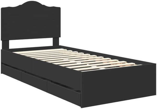 vidaXL Bettrahmen mit Schubladen Schwarz 90 x 200 cm Ingenieurs Holz 3413451 Bild 4