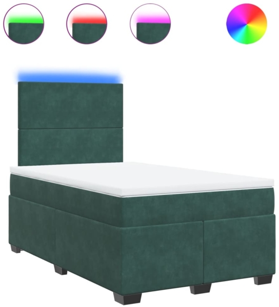 vidaXL Boxspringbett mit Matratze Dunkelgrün 120x190 cm Samt 3293155