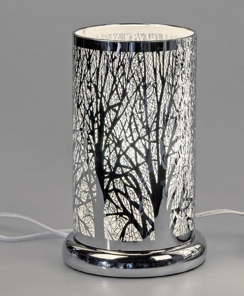 formano Tischleuchte Touch, E27, Touchfunktion, Silber, Baum, H: 24cm