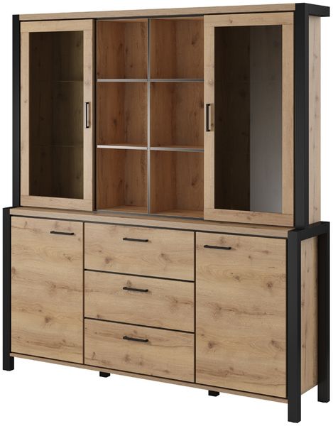Esszimmer Buffetschrank Set ACCRA-83 in Taurus Eiche Nb. mit LED Beleuchtung, B/H/T: ca. 180/200/41 cm Bild 2