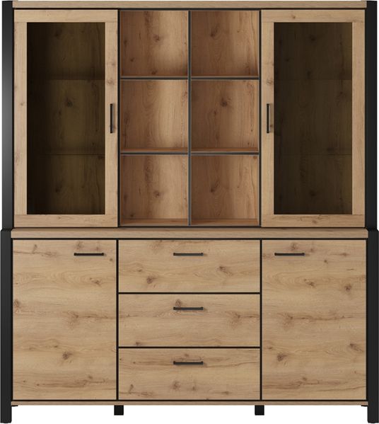 Esszimmer Buffetschrank Set ACCRA-83 in Taurus Eiche Nb. mit LED Beleuchtung, B/H/T: ca. 180/200/41 cm Bild 3