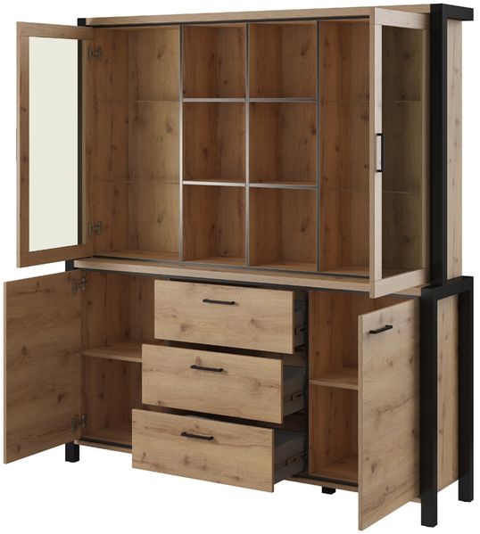 Esszimmer Buffetschrank Set ACCRA-83 in Taurus Eiche Nb. mit LED Beleuchtung, B/H/T: ca. 180/200/41 cm Bild 4