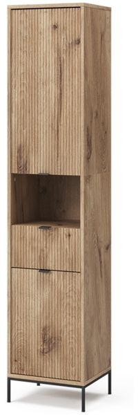 Badschrank Eliza Viking Oak 40 x 190 cm mit Tür und Schublade Vicco