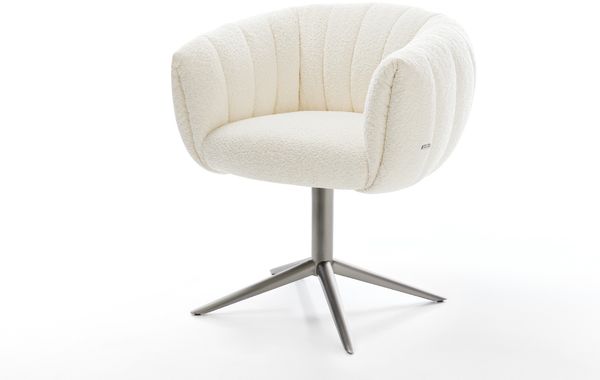 Drehstuhl Jada-Flex Bouclé Weiß Fußkreuz Graphit 360° drehbar Wippfunktion Taschenfederkern