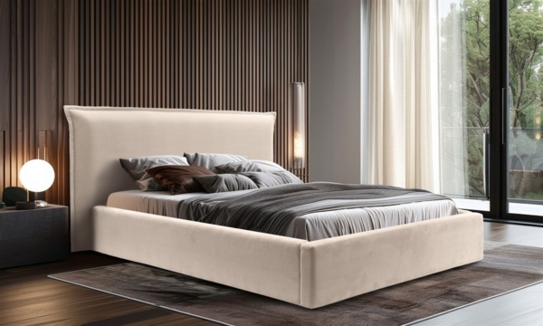 Polsterbett Doppelbett AMADA Komplettset 140x200cm in Stoff Pop Beige