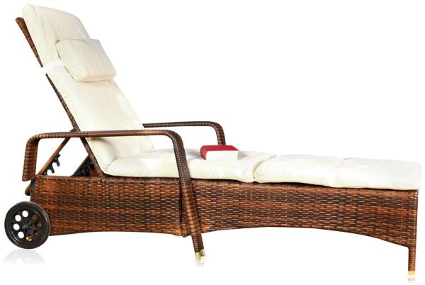 Rattan Loungeliege verstellbar Sonnenliege Polyrattan Lounge Gartenliege Braun