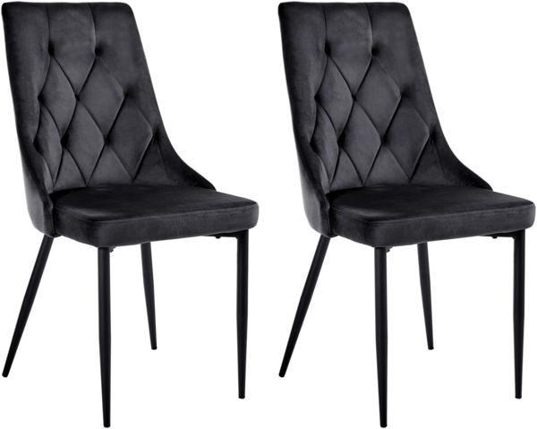 Esszimmerstuhl 2er Set AVENIR Samtstoff Schwarz