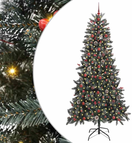 vidaXL Künstlicher Weihnachtsbaum Grün 240 cm PVC, Plastik und Stahl 3395904