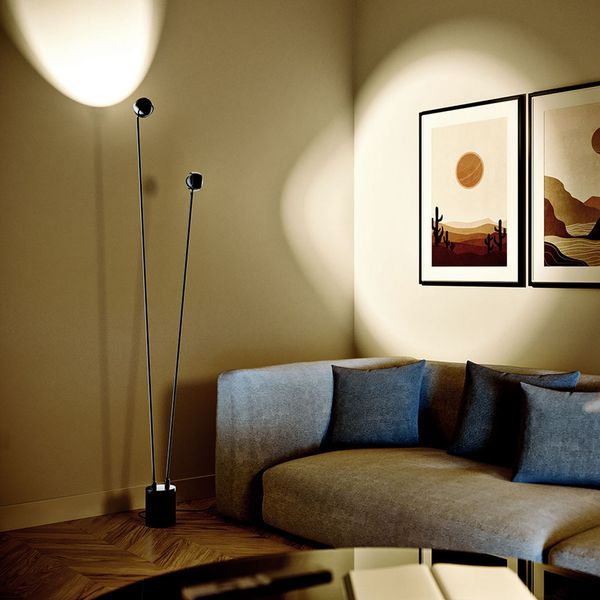 s.luce Beam LED Stehleuchte 2-flammig 145cm Touchdimmer Schwarz