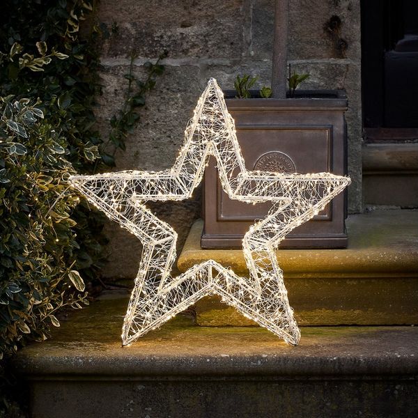 Lights4fun LED-Stern für außen 38cm 500er LED Stern warmweiß, LED fest integriert