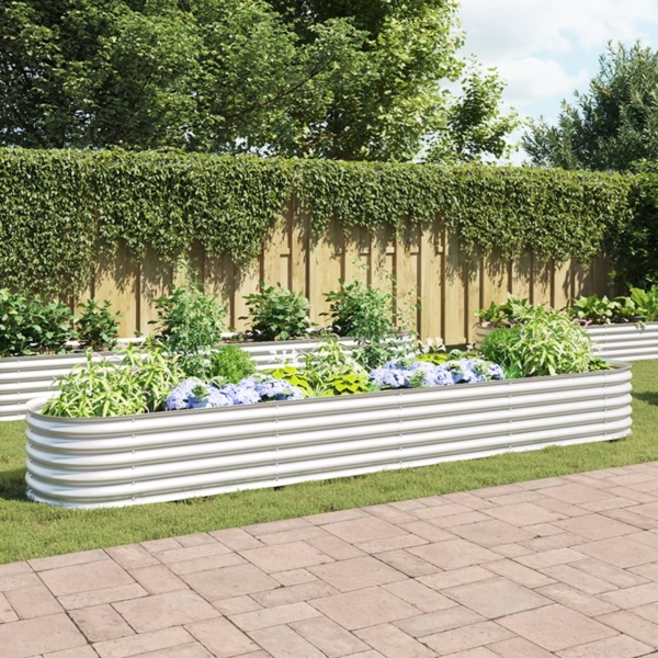 vidaXL Garten-Hochbeet 400 x 80 x 44 cm Verzinkter Stahl Silbern 45516