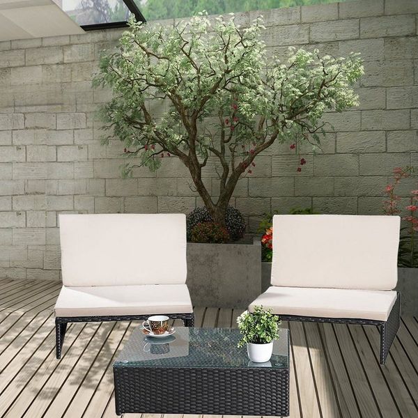 Melko Gartenlounge-Set Gartenset Lounge aus Polyrattan ver. Farben Sitzgruppe 2 Sessel Tisch, (Stück), Wasserabweisend
