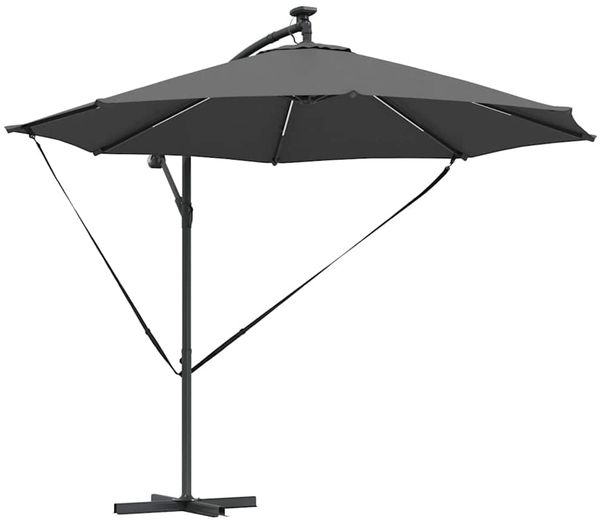 Sonnenschirm, Terrassenschirm mit LED-Lichtleisten Anthrazit 294 x 294 x 248 cm