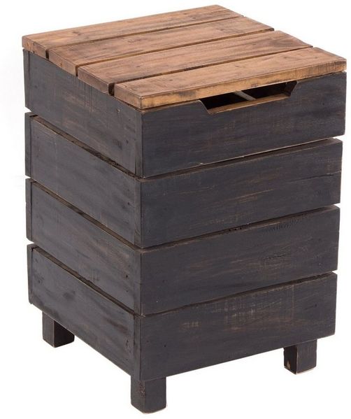 DESIGN DELIGHTS Mülleimer HOCKER "STORAGE 50", 50x35cm (HxB), Altholz, Wäschebox, Beistellbox
