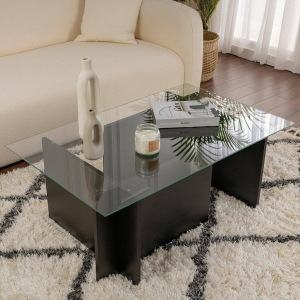 Dmora Couchtisch Illasi 105 x 65 x 40h cm Schwarz, Zeitungsablage