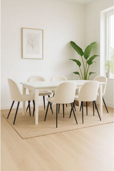 ebuy24 Essgruppe Venedig Essgruppe Tisch weiß 95x180/276 mit 2 Stk, (8-tlg)