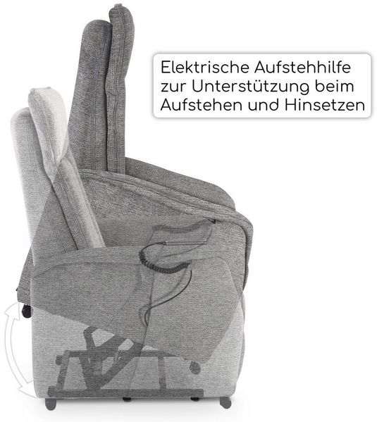 Raburg TV-Sessel Fernsehsessel mit Aufstehhilfe, Relaxsessel mit Liegefunktion, Marie, elektrisch mit Fernbedienung, 2 Motoren, bis 120 kg Bild 3