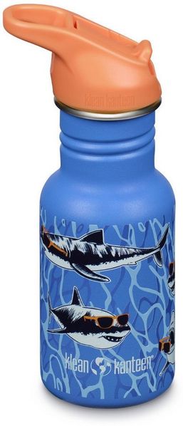 Klean Kanteen Trinkflasche Robuste Edelstahl-Kindertrinkflasche 355 ml – ideal für Schule, Kindertrinkflasche 355ml - Sharks in Shades