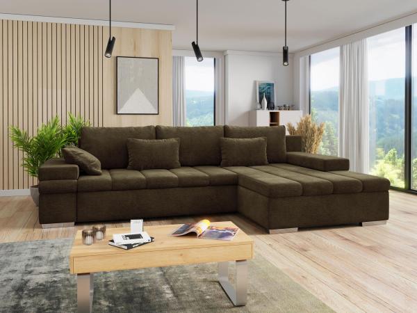 Ecksofa Bangkok mit Bettkasten und Schlaffunktion (Farbe: Wave 09, Seite: Rechts)