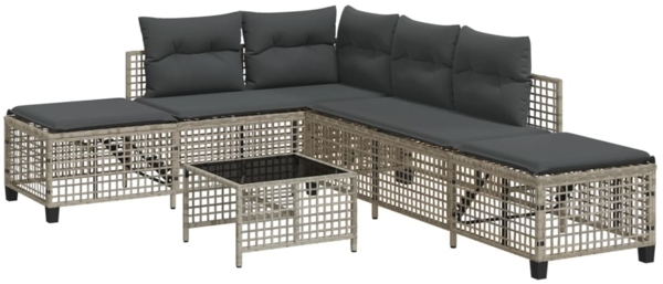 vidaXL 3-tlg. Garten-Ecksofa-Set mit Kissen Hellgrau Poly Rattan 365449 Bild 1