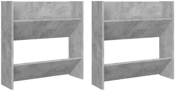 vidaXL Wand-Schuhschränke 2 Stk. Betongrau 60x18x60 cm Holzwerkstoff 806727