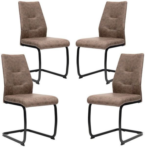 TRISENS Freischwinger Alessio (einzeln oder im 2er, 3er, 4er Set, 4 St), Schwingstuhl mit robustem Metallgestell in Lederoptik