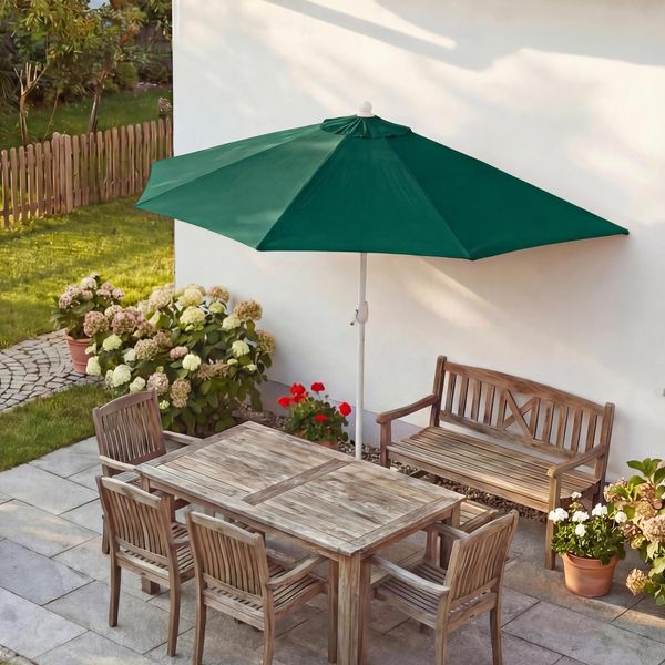 Sonnenschirm halbrund Parla, Halbschirm Balkonschirm, UV 50+ Polyester/Alu 3kg ~ 270cm grün ohne Ständer