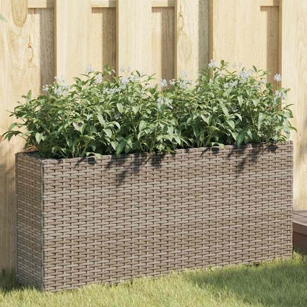 Pflanzkübel 2 pcs, Blumentopf, Hochbeet mit 2 Töpfen Grau 90 x 20 x 40 cm Poly Rattan
