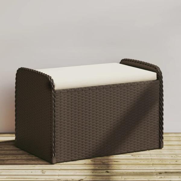 vidaXL Sitzbank mit Stauraum & Kissen Braun 80x51x52 cm Poly Rattan 365732