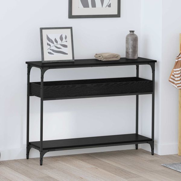 vidaXL Konsolentisch mit Regal Schwarz Eichen-Optik 100 x 29 x 75 cm 883524