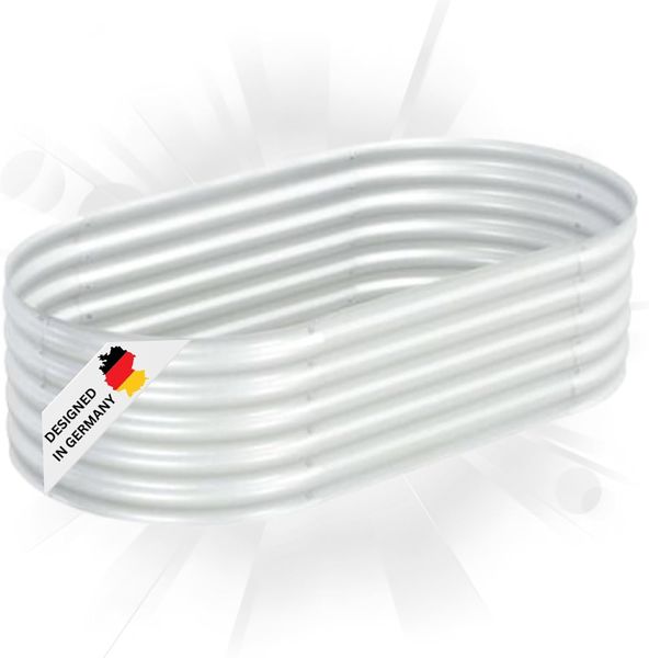 rundes Hochbeet für Garten BLUMO Verzinkter Stahl Hochbeet Metall Gartenbeet rund Kräuterbeet Blumenbeet Frühbeet für Garten Gemüsebeet, 160x80x44cm, Silber