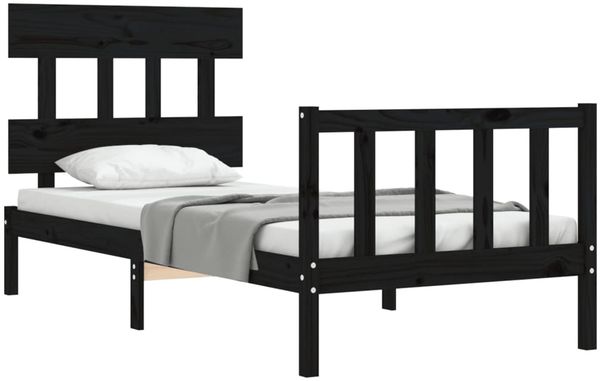 vidaXL Massivholzbett mit Kopfteil Schwarz 3193300 Bild 4