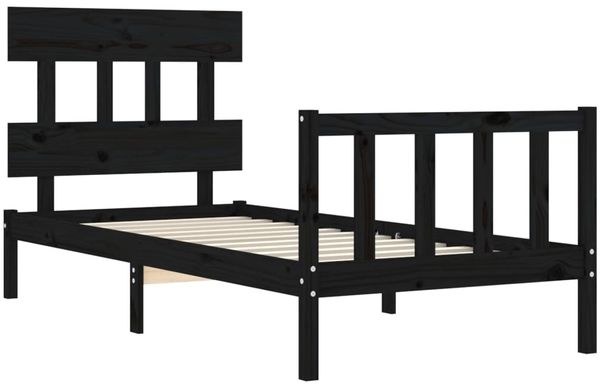 vidaXL Massivholzbett mit Kopfteil Schwarz 3193300 Bild 5