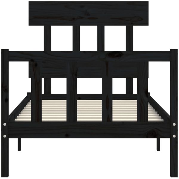 vidaXL Massivholzbett mit Kopfteil Schwarz 3193300 Bild 6