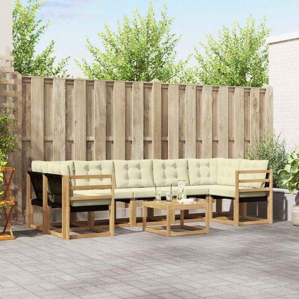 vidaXL Outdoor-Sofagarnitur mit Kissen 8 pcs Weiß und Creme 3389296