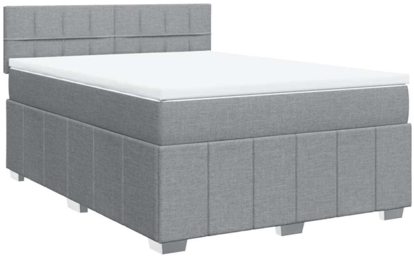 vidaXL Boxspringbett mit Matratze Hellgrau 140x200 cm Stoff 3287091