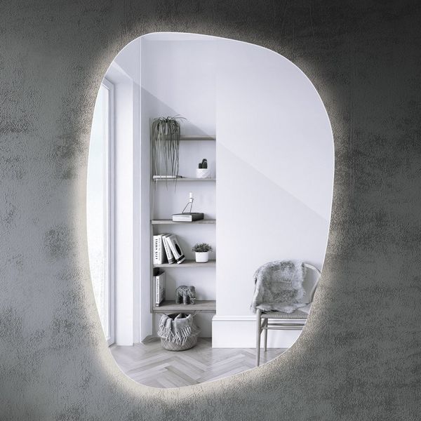 Tulup LED-Lichtspiegel Badezimmerspiegel Ausgefallene Spiegel LED Klecksform Organische, Neutrales Licht, Im Spiegel integrierte LED-Beleuchtung