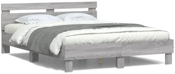 vidaXL Bettgestell mit Kopfteil LED-Beleuchtung Grau Sonoma 150x200 cm 3207544 Bild 5