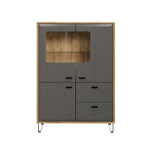 Highboard Blanshe in Filz grau und Eiche 98 cm