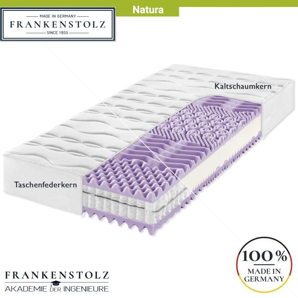 Frankenstolz Natura Matratze perfekt für umweltbewusste Schläfer 160x200 cm, H2, Taschenfedern