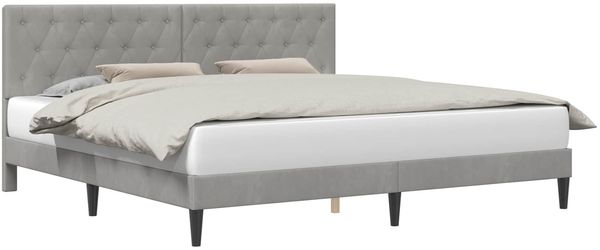 vidaXL Bettrahmen mit Kopfteil Hellgrau 200 x 200 cm Samt 42027685 Bild 2