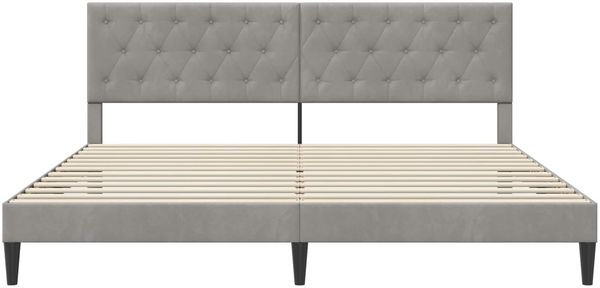 vidaXL Bettrahmen mit Kopfteil Hellgrau 200 x 200 cm Samt 42027685 Bild 4