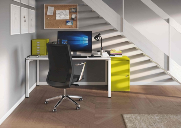 Cito Schreibtisch, 740 mm höhenfixes O-Gestell, H 19 x B 2000 x T 800 mm, Dekor nußbaum, Gestell verkehrsweiß Bild 3