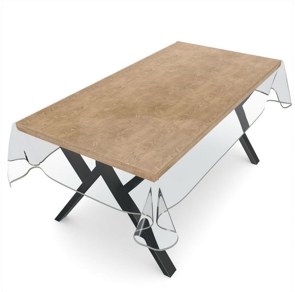 ANRO Tischdecke KLARA abwaschbar Tischfolie transparent Gartentischdecke 0,5mm (Einzelstück 1-tlg), wasserabweisend Durchsichtig Transparent Weiß 100x140cm