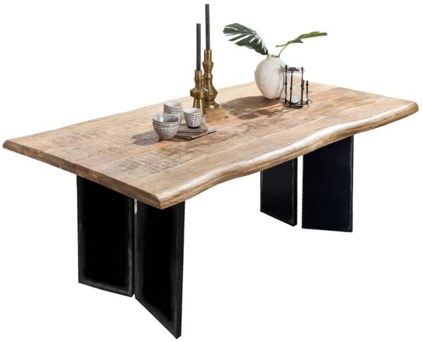 Esstisch TOPS & TABLES 90 x 180 x 77 cm Mango Metall Natur Schwarz