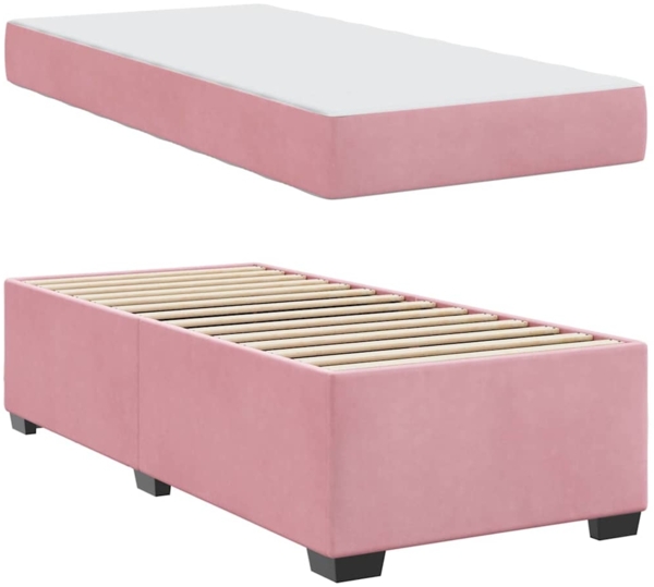 vidaXL Bettrahmen mit Matratze Rosa 90 x 190 cm Stoff 3399265 Bild 4
